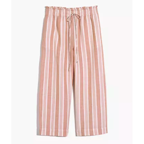 Madewell Tall Smocked Huston Pull-On Crop Pants M stripe